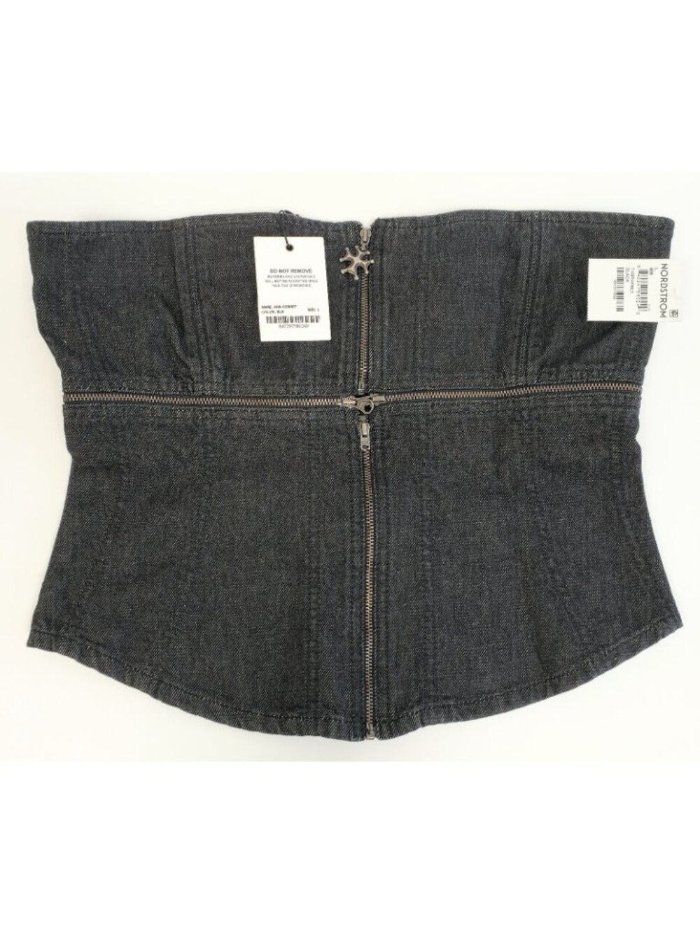 Miaou Ana Women's Strapless Cotton Denim Corset Top Black Size L - Picture 4 of 5